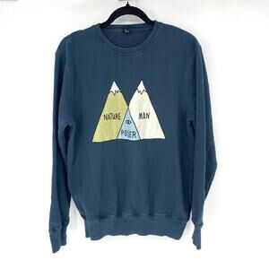 Poler Crewneck Mountain Sweatshirt Teal Blue Men’s Size Medium